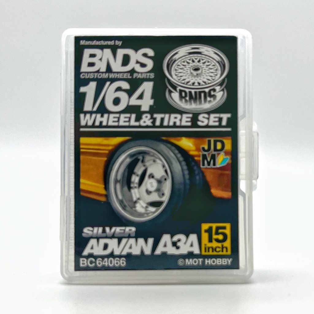 Mot Hobby BNDS-Mot Hobby BNDS Advan A3A Silber Wheel &amp; Tire Set Felgen &amp; Reifen 1:64 - Spielwaren-Bunjaku