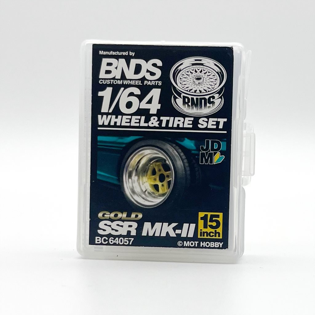 Mot Hobby BNDS-Mot Hobby BNDS SR MK-II 15 Inch Gold Wheel &amp; Tire Set Felgen &amp; Reifen Set 1:64 - Spielwaren-Bunjaku