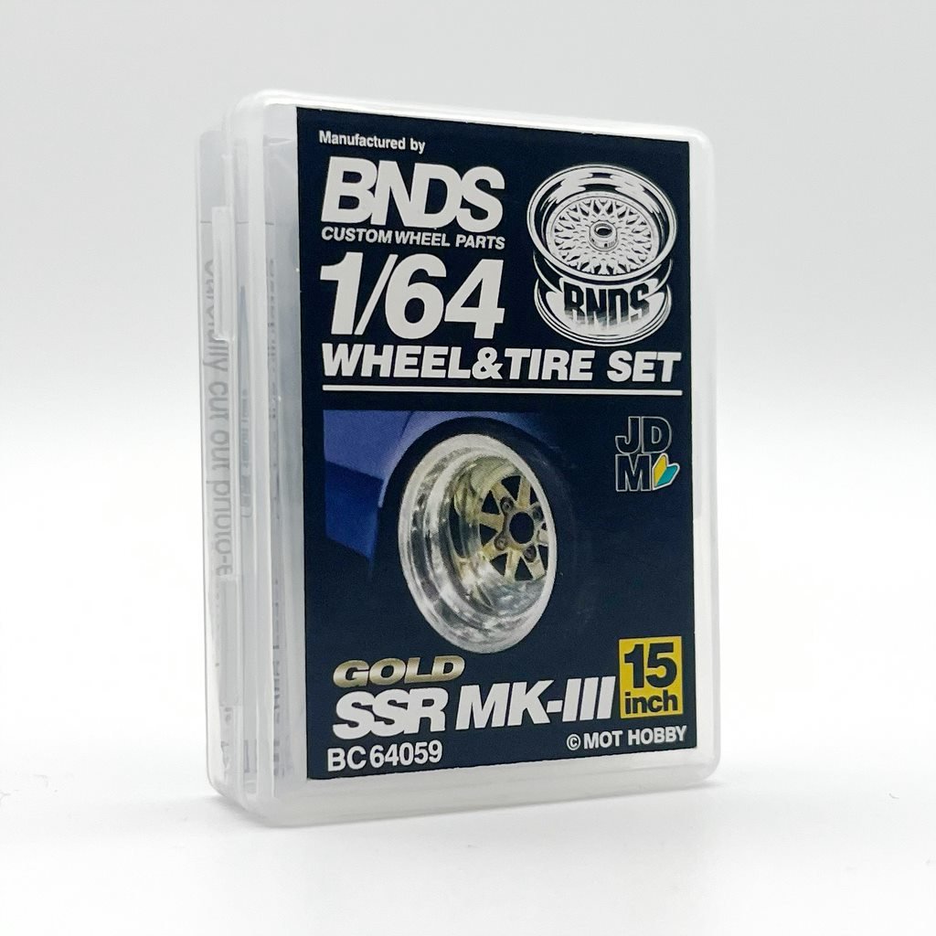 Mot Hobby BNDS-Mot Hobby BNDS SR MK-III 15 Inch Gold Wheel &amp; Tire Set Felgen &amp; Reifen Set 1:64 - Spielwaren-Bunjaku