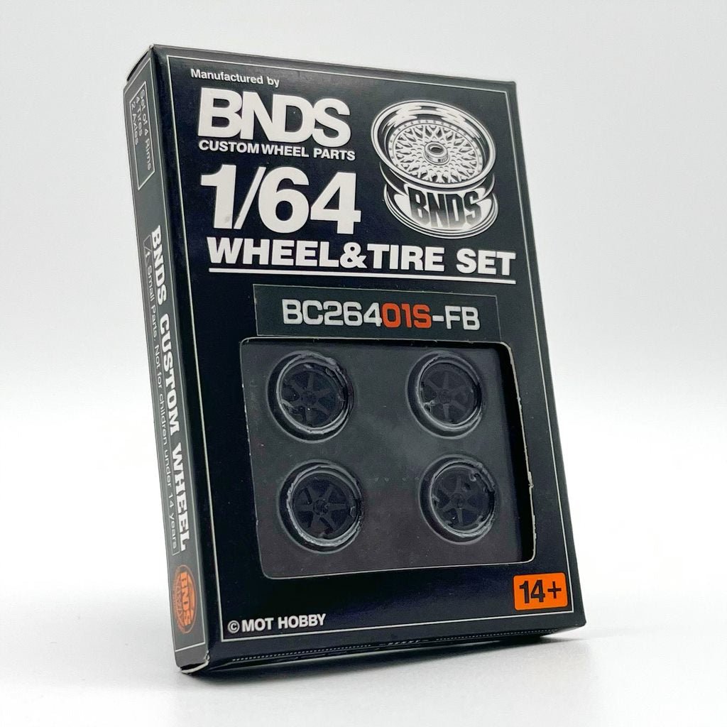 Mot Hobby BNDS-Mot Hobby BNDS Wheel &amp; Tire Set Schwarz ABS Felgen &amp; Reifen BC26401S-FB 1:64 - Spielwaren-Bunjaku