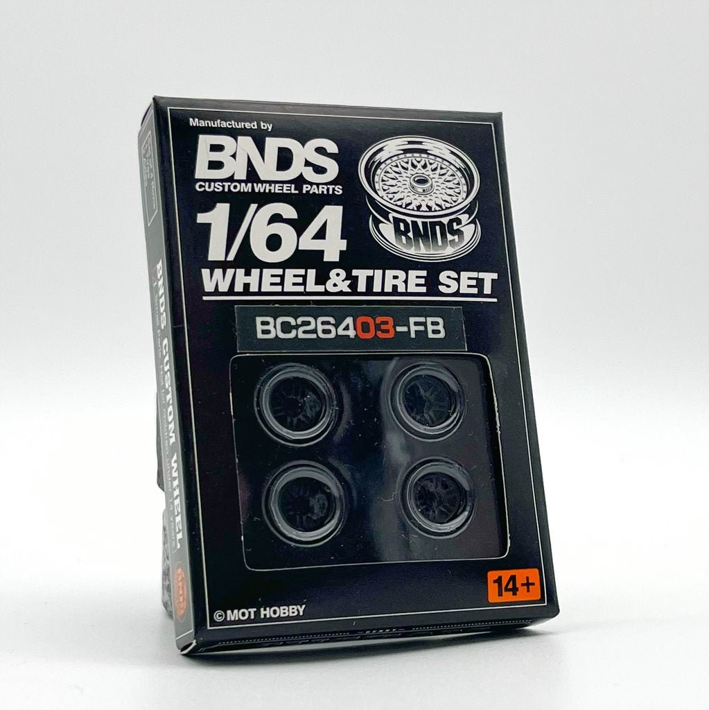 Mot Hobby BNDS-Mot Hobby BNDS Wheel &amp; Tire Set Schwarz ABS Felgen &amp; Reifen BC26403-FB 1:64 - Spielwaren-Bunjaku