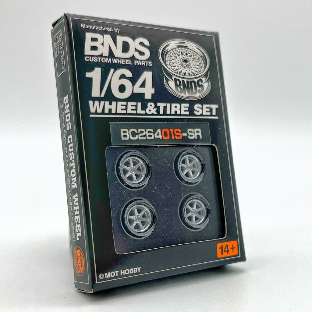 Mot Hobby BNDS-Mot Hobby BNDS Wheel &amp; Tire Set Silber Silver ABS Felgen &amp; Reifen BC26401S-SR 1:64 - Spielwaren-Bunjaku