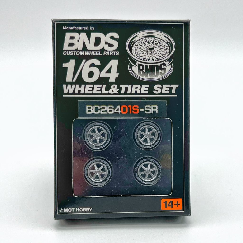Mot Hobby BNDS-Mot Hobby BNDS Wheel &amp; Tire Set Silber Silver ABS Felgen &amp; Reifen BC26401S-SR 1:64 - Spielwaren-Bunjaku